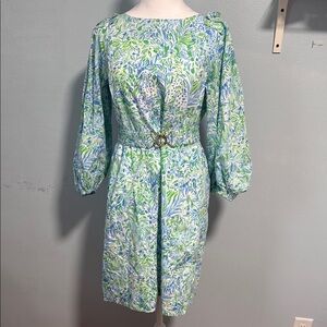 Floral Green and Blue Women's Dress